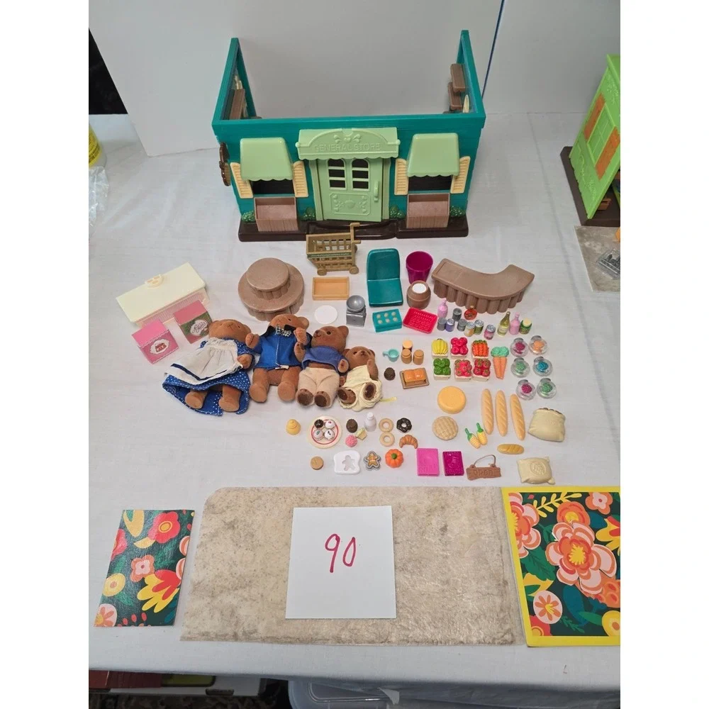 Li'l Woodzeez Calico Critters Mix HOPPIN' FARMERS MARKET Store with Toy Food